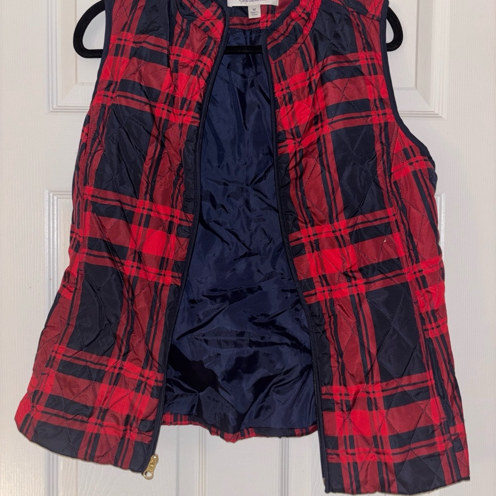Red and Black Plaid Quilted Vest